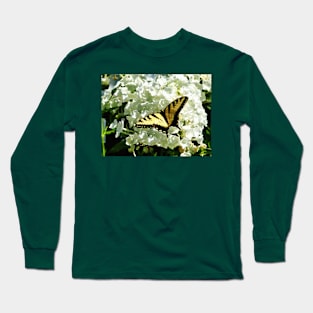 Butterflies - Swallowtail on White Hydrangea Long Sleeve T-Shirt